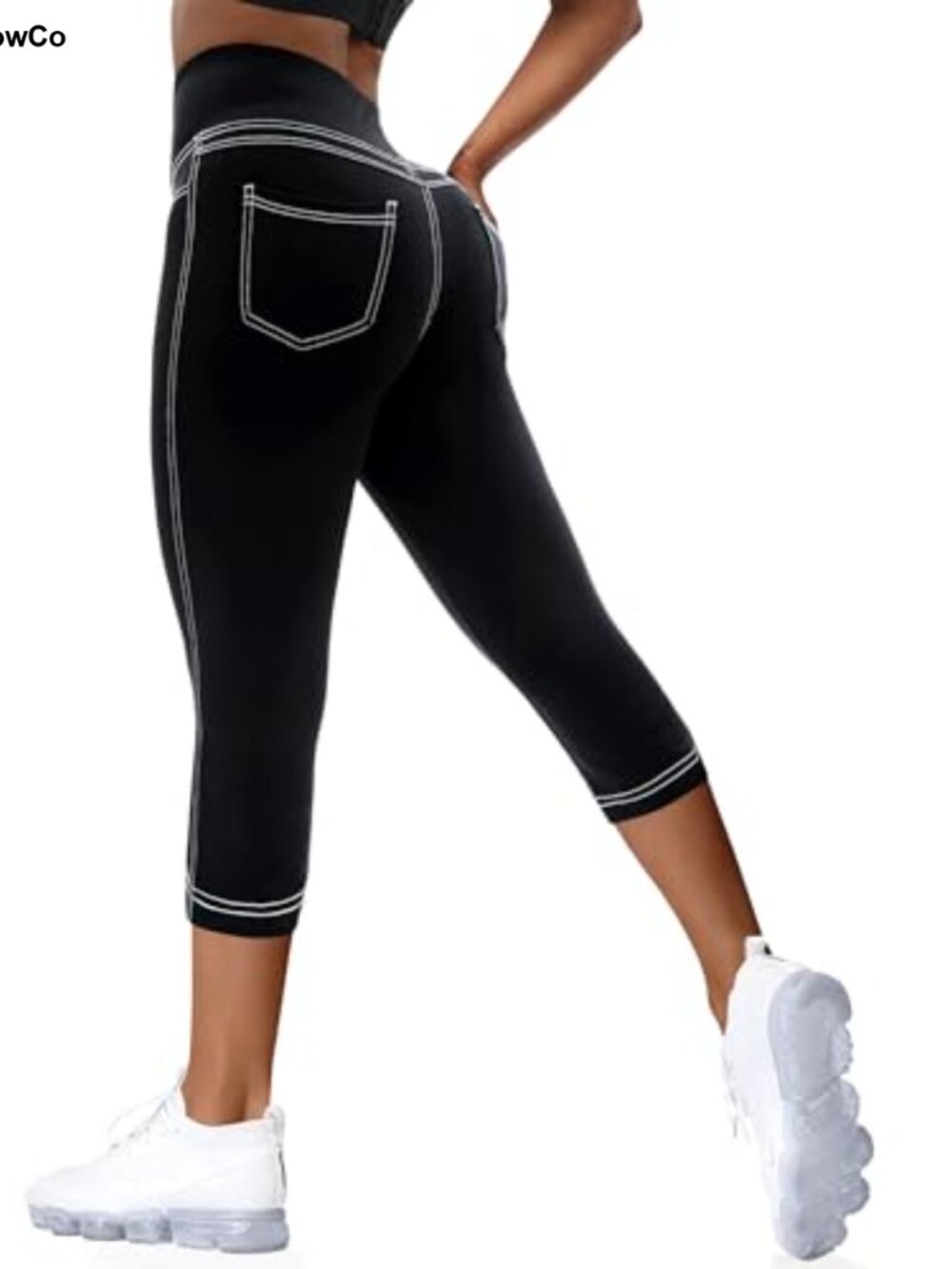 High Waisted Yoga Leggings with Back Pockets, 4-Way Stretchy, Non See Through